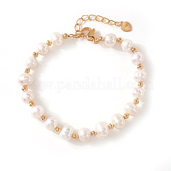 Bracciali da donna con perle naturali e perline d'oro&nbsp;QK8220-1