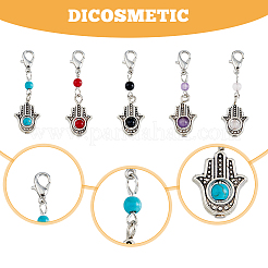Decoración colgante de mano de hamsa de aleación y piedras preciosas redondas&nbsp;HJEW-AB00357