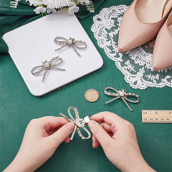 4 Stück Schuhschnallenclips aus Legierung mit Schleife und Glas-Strass&nbsp;AJEW-FG0005-11P