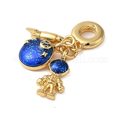 Gestellbeschichtung Messing blau Emaille europäische Anhänger&nbsp;KK-P279-31G