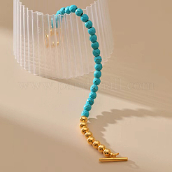 Braccialetti con perline rotonde in turchese sintetico e ottone per donna&nbsp;EH2612