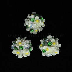 Leuchtende Polymer Clay Strass Blumenkugelperlen&nbsp;CLAY-U002-01B