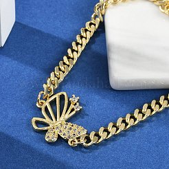 Micro ottone spianare Braccialetti di collegamento zirconi&nbsp;BJEW-M050-04G-01