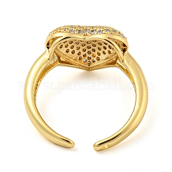 Bague ouverte en laiton avec micro pavé de zircone cubique&nbsp;RJEW-C069-09G