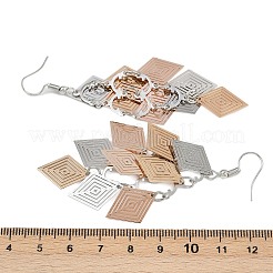 Pendientes colgantes de rombo de acero inoxidable 430&nbsp;EJEW-A137-01P-02
