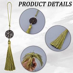 6 pendentif décoratif rond et plat en bois&nbsp;AJEW-CP0010-44B
