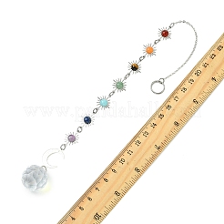 Perline chakra in pietre preziose naturali e acchiappasole in ottone a forma di sole e luna&nbsp;HJEW-JM04995-02