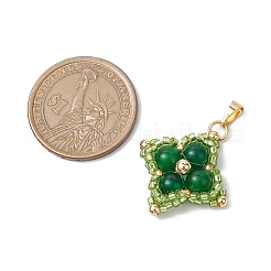 Gefärbte natürliche malaysische Jade & Glasperlen gewebte Anhänger&nbsp;PALLOY-MZ00365-01