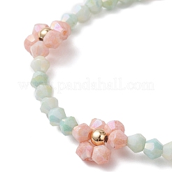 2 ensemble de bracelets en perles de verre à fleurs&nbsp;BJEW-JB12653