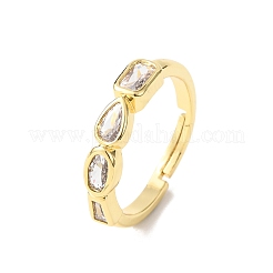 Anelli regolabili in ottone con micro pavé di zirconi cubici per le donne&nbsp;RJEW-K264-03G