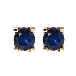 Pendientes de botón de latón cuadrado con micropavé de circonitas cúbicas&nbsp;EJEW-D318-03KCG-C