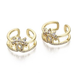 Latón micro pave anillos de brazalete de circonio cúbico&nbsp;RJEW-S044-087-NF
