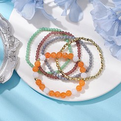 Set di braccialetti elasticizzati con perline in acrilico e vetro da 5 pz 5 stili&nbsp;BJEW-JB10607