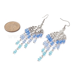 Boucles d'oreilles lustre à pampilles en perles de verre&nbsp;EJEW-TA00225-03