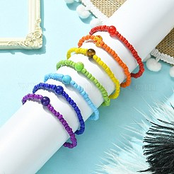 Ensemble de bracelets extensibles en perles de verre et pierres précieuses mélangées naturelles et synthétiques 7 pièces 7 styles&nbsp;BJEW-JB09659