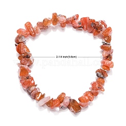 Bracciali elasticizzati con chip di corniola (tinti).&nbsp;BJEW-JB01308-04