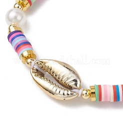 Braccialetti di perline intrecciate in argilla polimerica tonda piatta&nbsp;BJEW-JB11500