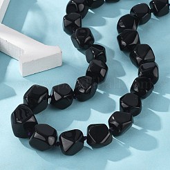 Halsketten aus Perlen aus natürlich gefärbten und erhitzten schwarzen Achatnuggets für Frauen und Männer&nbsp;NJEW-K388-01P