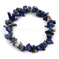 Bracelets extensibles en perles de lapis lazuli naturel unisexe&nbsp;BJEW-S143-07