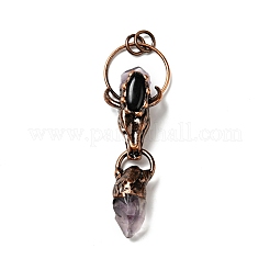 Natürliche Amethyst- und schwarze Onyx-Nuggets große Anhänger&nbsp;G-D468-26R