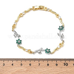 Bracelets à maillons en laiton micro pavé de zircones cubiques pour femmes&nbsp;BJEW-C156-04B-04GP