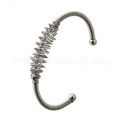 Bracelets manchettes ouverts en acier inoxydable 304&nbsp;BJEW-M113-03P