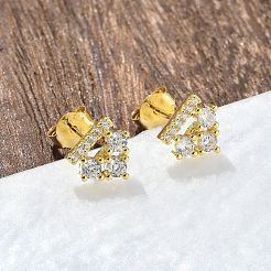 925 boucles d'oreilles à tige en argent sterling avec zircone cubique transparente&nbsp;EJEW-Q032-01C-G