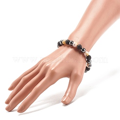 Pulsera elástica con cuentas redondas de jade blanco natural&nbsp;BJEW-JB07972-03