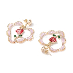 Boucles d'oreilles pendantes en forme de fleur de fer&nbsp;EJEW-MZ00404-02
