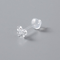 Pequeños aretes de resina con lazo y tuerca para mujer&nbsp;EJEW-WH0012-003C