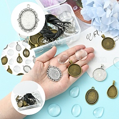 DIY Blanko-Kuppel-Set aus Glaslegierung und gewachster Kordel für die Halskettenherstellung&nbsp;DIY-FS0007-65