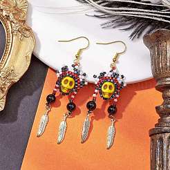 Boucle d'oreille en fer dangle&nbsp;EJEW-MZ00189-04