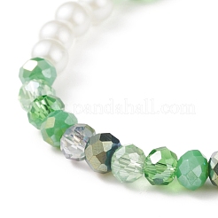 Bracelet extensible perlé de perles de verre et de fleurs avec breloque cloche pour femme&nbsp;BJEW-JB08513