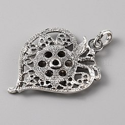 Alliage strass accrocher snap base pendentif pour la fabrication de bijoux à breloques interchangeables&nbsp;LS-FIND-WH0045-87AS