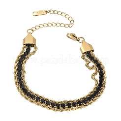 Doppellagige Armbänder aus Edelstahl 304 und Strass-Seilkette für Damen&nbsp;BJEW-F540-09G