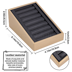 Vassoi espositori per anelli in legno rivestiti in pelle sintetica spazzolata a 7 slot&nbsp;RDIS-WH0006-25B
