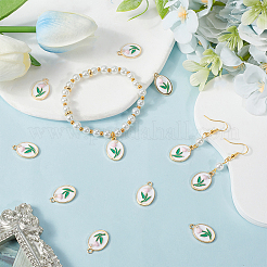 30 pendentif en alliage émaillé avec perles en plastique ABS&nbsp;ENAM-SC0005-93