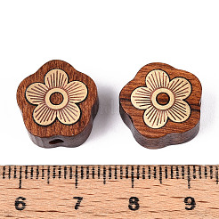 Natürliche Sandelholz-Mala und Messing-Finding-Perlen&nbsp;WOOD-T032-33F