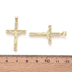 Pendentifs religieux en laiton sertis de micro-pavés de zircone cubique transparente&nbsp;KK-T080-39G