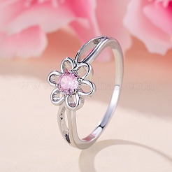 Blume Messing Micro Pave Perle rosa Zirkonia Fingerringe&nbsp;FS-WGCFB35-01