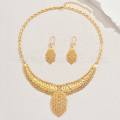 Set di collana e orecchini geometrici in lega traforata per banchetto nuziale da donna&nbsp;TW1066