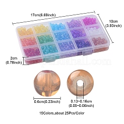 750 Stück 15 Farben Backfarbe Glasperlenstränge&nbsp;DGLA-YW0001-09