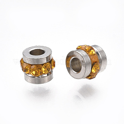 201 Edelstahl-Perlen aus Polymer-Ton mit eingelegten Strassen&nbsp;STAS-T041-03