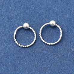 Anello da naso con sfera in ottone e perlina prigioniera&nbsp;AJEW-G075-01S-01