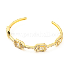 Bracelet à manchette ouverte en laiton plaqué en crémaillère&nbsp;EJEW-K245-53G