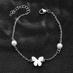 Bracciali a maglie a farfalla in acciaio inossidabile 304&nbsp;BJEW-C098-01B-P
