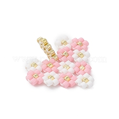 Herz aus Miyuki-Glasperlen mit Blumenanhängern&nbsp;PALLOY-MZ01113-02