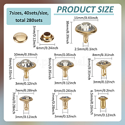 280 set 7 stili di rivetti a doppio tappo in ferro e ottone&nbsp;KK-FG0001-19G