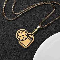 Colliers à chaîne avec pendentif en forme de raquette de pickleball en acier inoxydable 201 pour femmes et hommes&nbsp;NJEW-H050-02G