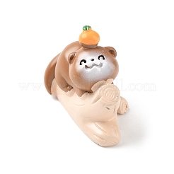 Figurines décoratives en résine représentant une loutre assise dans une souche&nbsp;DJEW-E015-02D